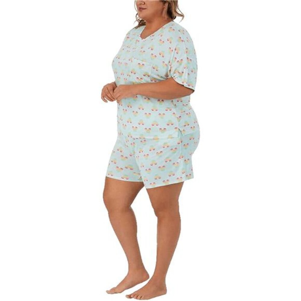 Disney Womens Short Pajama Set with Pockets (Light Green/Pink, Large) - Picture 5 of 7